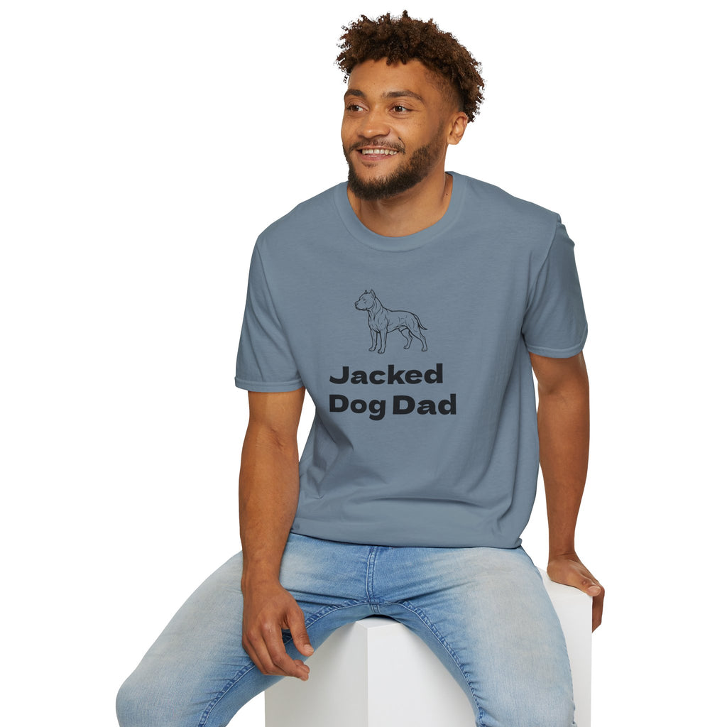 Jacked Dog Dad T‑Shirt – Funny Pitbull Dad Shirt for Gym Lovers | Muscular Dog Graphic Tee
