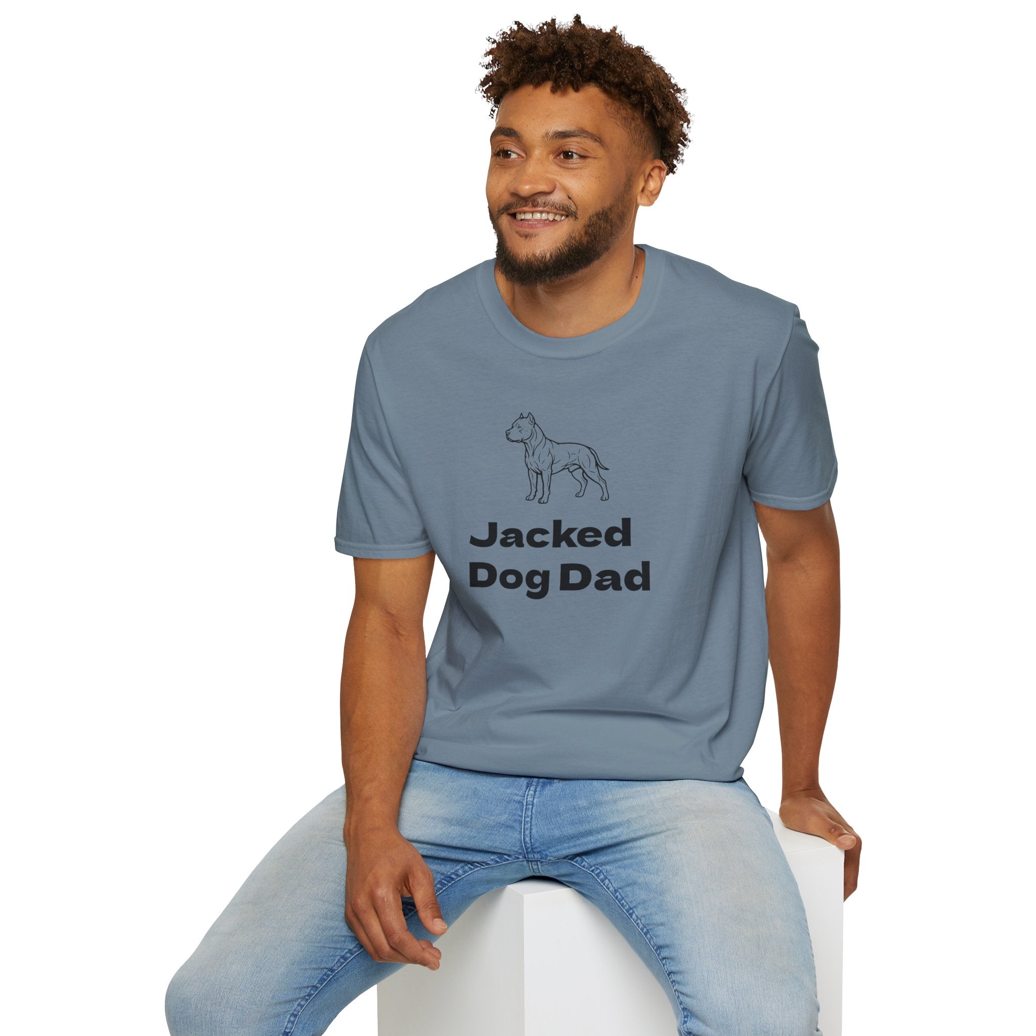 Jacked Dog Dad T‑Shirt – Funny Pitbull Dad Shirt for Gym Lovers | Muscular Dog Graphic Tee