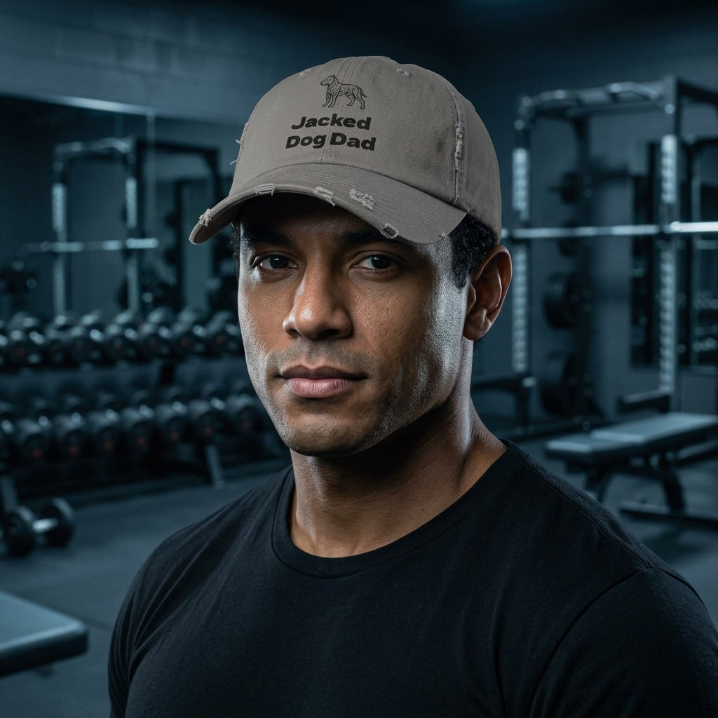 Jacked Dog Dad Hat – Funny Pitbull Dad Cap for Gym Lovers | Distressed Vintage Dog Dad Baseball Hat