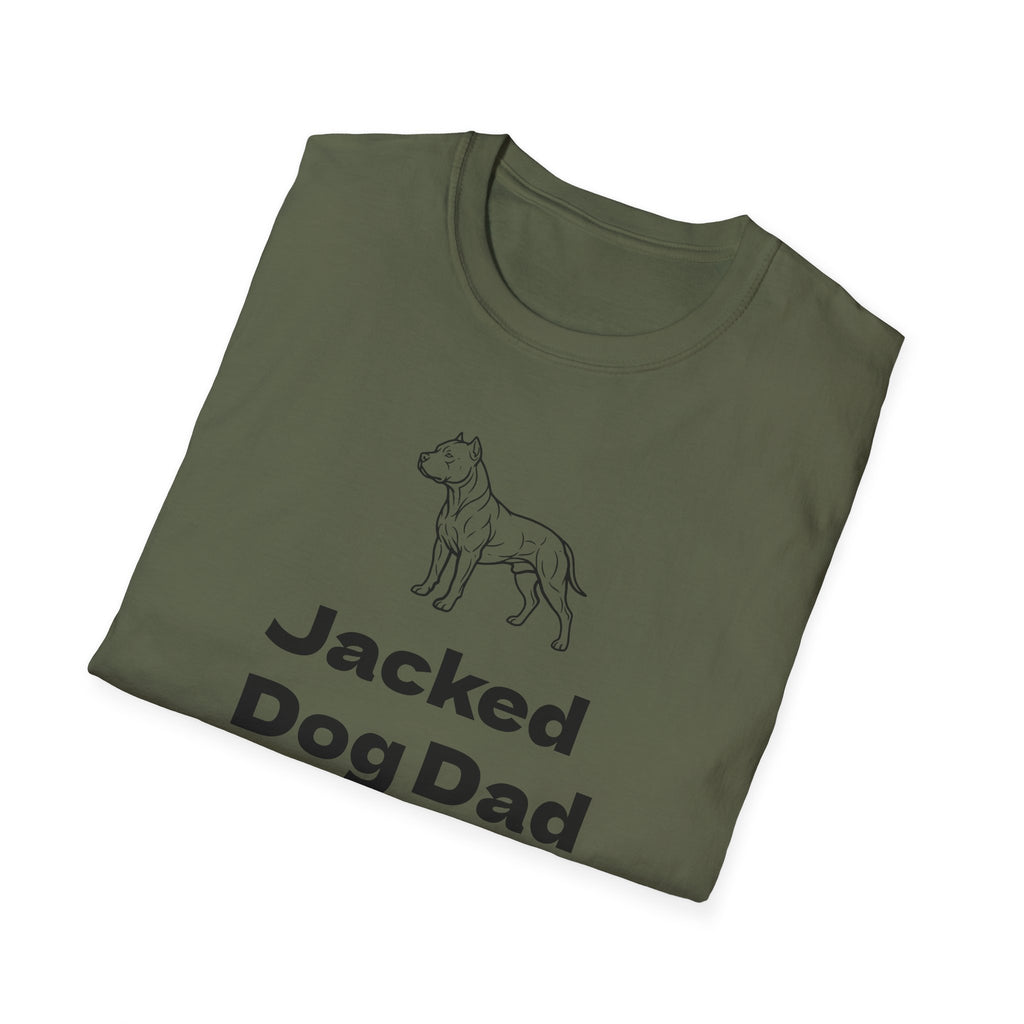 Jacked Dog Dad T‑Shirt – Funny Pitbull Dad Shirt for Gym Lovers | Muscular Dog Graphic Tee